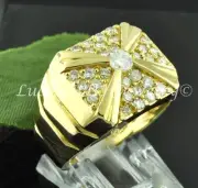 14k Solid Yellow Gold Mens Men's cluster Natural Diamond Ring made USA 1.05 ct