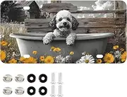 XYMZR License Plate Poodle Bathtub Farm Aluminum Decorative Car Front License Plate Vanity Tag Metal Car Plate for Men Women 6 × 12 Inch