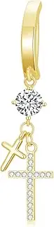 [MEIDERBO] Butterfly Cross Shark Belly Button Ring 925 Sterling Silver Clicker Belly Rings Dangle Navel Ring Hypoallergenic Navel Piercing Belly Piercing Jewelry Gifts for Women