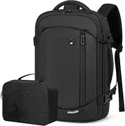 [Vinstatin] 40 x 20 x 25 cm Hand Luggage Backpack for Ryanair Aeroplane | 14 Inch Laptop Backpack Waterproof | 20L Business Travel Backpack for Men and Women Including 1 Packing Cube (Black), black