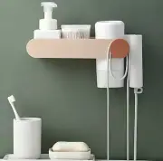 Hair Dryer Holder Wall Mounted Storage Rack Storage Bracket Bathroom Shelf Peach