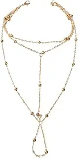[Feelontop] Boho Layered Anklets 1 pc Gold Chain Anklet with Toe Foot Jewellery Barefoot Sandals Ankle