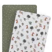 2 Pack Bedside Sleeper Fitted Sheets - Forest Retreat