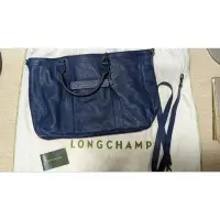 在飛比找蝦皮購物優惠-Longchamp 3D 深藍色真皮手提/側背包