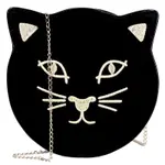 CHARLOTTE OLYMPIA KITTY 天鵝絨貓咪鍊帶包(黑色)