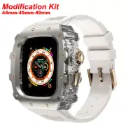 For Apple Watch Ultra2 49mm Crystal Titanium Case Silicone Band 9 8 7 6 44/45MM