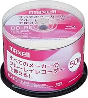 Maxell BD-RE 50 Sheets for Recording BEV25EG.50SPZ, Repeated Recording Type, 25 GB (Single Layer), Terrestrial Digital 180 Minutes, BS Digital 130 Minutes, 4K BS, CS90 Minute Spindle Case, Inkjet