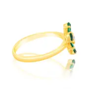Sterling Silver Gold Plated Green Cubic Zirconia Flower Ring, M