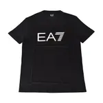 EMPORIO ARMANI印花白黑字LOGO純棉短袖T恤(S/M/L/XL/XXL/黑)