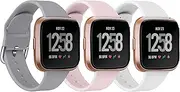 3 Pack Silicone Bands Compatible with Fitbit Versa 2 Watch Band Women, Adjustable Sports Waterproof Replacement Wristbands for Fitbit Versa 2/Fitbit Versa/Versa Lite/Versa SE Watch Women Men