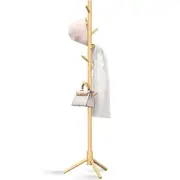 Coat Rack Freestanding, Pure Natural Solid Wooden Coat Tree, 8 Hooks And Adju...