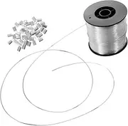 HANABASS 1Set Clear Fishing Wire with Aluminum Crimping Sleeves Nylon String Cord for DIY Crafts and Decorations Durable Strong Fishing String Roll with Crimping Sleeves