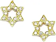 [JewelryWeb] 14k Yellow Gold CZ Simulated Diamond Large Star Screw Back Earrings 10x9mm Stud Earring for Women