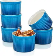 240ml Porcelain Ramekins, Candiicap Souffle Dishes Bowls for Baking, Pudding, Creme Brulee, Custard Cups, Serving Dip, Oven, Microwave and Dishwasher Safe (240ml,Navy Blue)