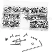 HOMOCONO 260pcs Screw Kit Nuts Electricians Screw Kit Bolts and Nuts Assortment Countersunk Bolts Countersunk Silver Carbon Steel