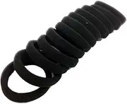 Glitteria Hair Pony Tail Holder Highly Elastic Black Rubber Bands, 12 Bands (AMP-SB-25-B-CNBAND)