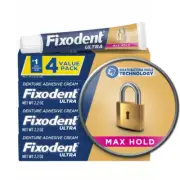Fixodent Ultra Max Hold Secure Denture Adhesive Cream 2.2oz (Pack of 4)