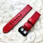 22mm Red Handmade Leather Band for Apple Watch Fitbit Versa 2 3 4 Ionic Sense 2