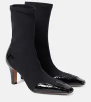 [Paris Texas] Paris Texas Belle 75 patent leather-trimmed ankle boots AU 4 black