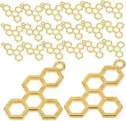 OSOLADY Hollow Honeycomb Charms Bulk 50pcs Jewelry Charms for Jewelry Necklace