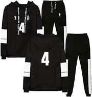[Flyself] Unisex Haikyuu Tracksuit Boys Jogging Gym Sports Hooded Sweatsuits Cosplay Haikyuu Kozume Kenma Gakuen Koukou Costume Sports Tops High School Volleyball Uniform