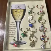 Boston Warehouse Wine Markers Set Of 12 Christmas Holiday Snowman Holly