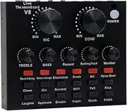 Live Stream Sound Card, V8 Sound Card - Streaming Audio Mixer,Multiple Sound Effects Ambient Sounds Wireless Audio Equipment, Audio Interface Sound Card For Live Podcasting