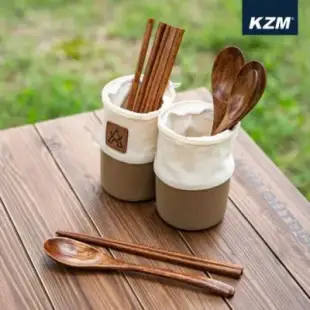 【早點名露營生活館】KZM 原木餐具收納組