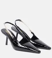 [Saint Laurent] Saint Laurent Blake croc-effect leather slingback pumps AU 4 black