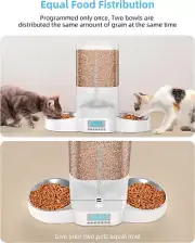 5L Automatic Cat Feeder for Two Cats, Cat Food Dispenser with Stainless Steel Bo