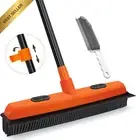 Rubber Broom with Squeegee, 134Cm Long Handle Pet Hair Remover