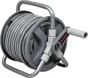 Traderight Portable Water Hose Reel Holder, 1/2'' X 20M, Wall Mount Garden Hose Reel, 2 Nozzle Modes, Self-closing Water Pipe Valve, Handheld, Garden Watering Car Washing Pet Bathing, PP PVC Material