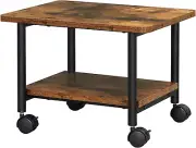 Printer Stand with Locking Wheels, 2-Tier Shelf, Industrial under Desk Heavy-Dut