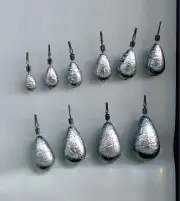 10 of 1/8oz lead teardrop drop shot weights
