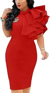 [XXTAXN] Women's Cocktail Bodycon Ruffle Sleeveless Formal Mini Pencil Dress