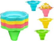 JOSON 60 pieces colorful flower-shaped snow cone cups, reusable small leak-proof shaving ice drip cups for holiday parties birthday snacks ice cream bowls (4 oz)