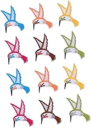 jojofuny 2Set Hummingbird Embroidery Patches Decorative Applique for Clothing Bags Hats DIY Craft Bird Design for Personalization Repair