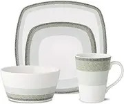 [Noritake] Colorscapes Layers Sage 4-Piece Square Place Dinnerware Setting.,