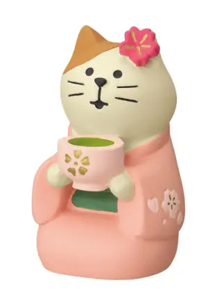 日本 DECOLE Concombre 小春茶屋旅貓公仔/ 抹茶貓貓