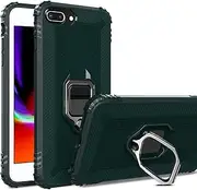 Cavor for iPhone 8 Plus Case,iPhone 7 Plus Case,360°Rotation Ring Holder Kickstand [Work with Magnetic Car Mount] Shockproof Scratch-Resistant Protective Cover (5.5")-Dark Green
