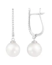 Splendid Pearls 14K 0.19 ct. tw. Diamond 9-10mm Pearl Earrings