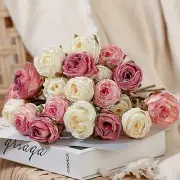 Set of 6 Handcrafted Rose Stems with Artificial Toasted Edges