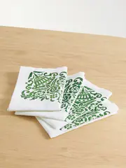 [Cabana] Cabana - Mirandola Set Of Four Printed Linen Napkins - Red - One size One size Red