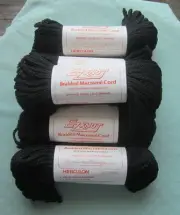 5 Skeins EZ Knot Braided Herculon Macrame Cord Black 4mm 50 yds. ea.