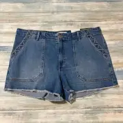 Knox Rose Shorts Size 16 Cut Off Embroidered Boho Jean Blue Denim Stretch