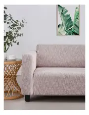 [Sherwood Home] 3 Seater Premium Faux Linen Couch Sofa Cover in Rose