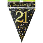 Sparkling Fizz Black and Gold 21st Birthday Flag Banner