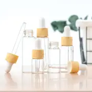 4 Pcs Wood Grain Dropper Bottle Travel Dispenser Pipette Glass Bottles with