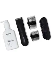 BROCCHI Waterproof USB Trimmer, Beard Brush & Moisturizing Shave Lotion Bundle