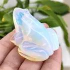 Natural Opal Quartz Crystal Lucky Frog Carved Stone Animal Mini Healing Decor